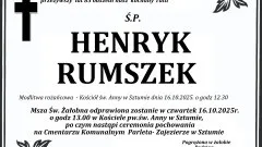 Zmarł Henryk Rumszek. Miał 85 lat.