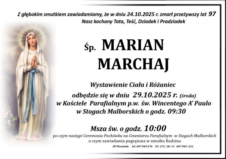 Zmarł Marian Marchaj. Miał 97 lat.