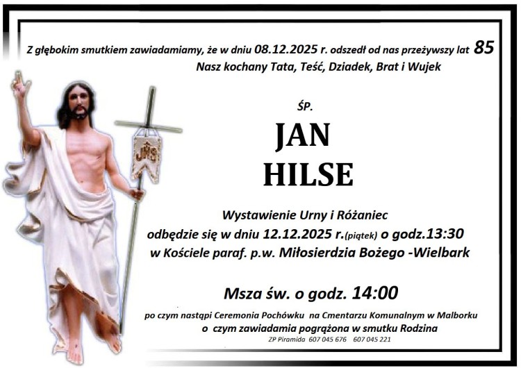Zmarł Jan Hilse. Żył 85 lat.