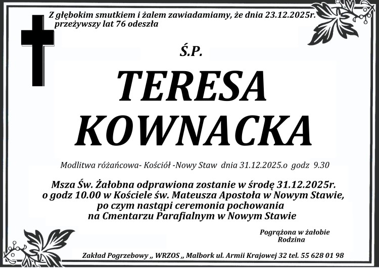 Zmarła Teresa Kownacka. Miała 76 lat.