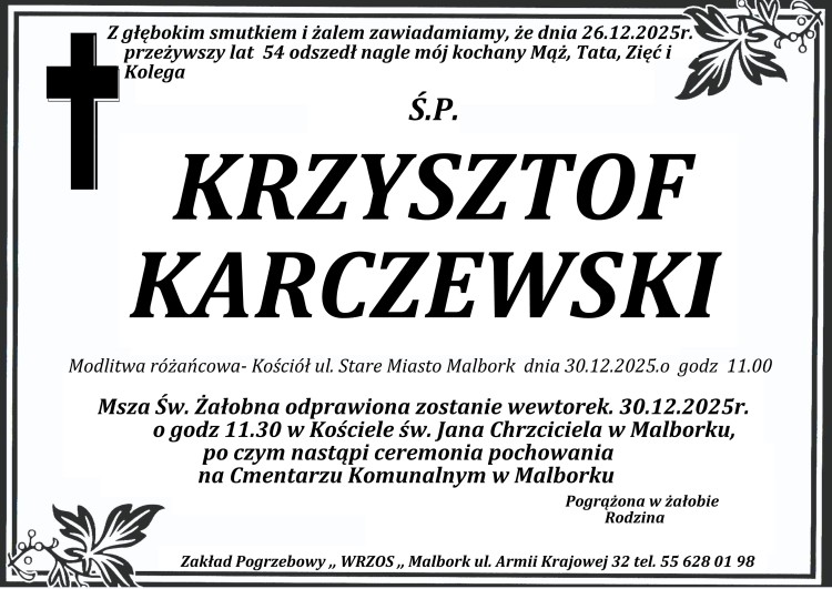 Zmarł Krzysztof Karczewski. Żył 54 lata.
