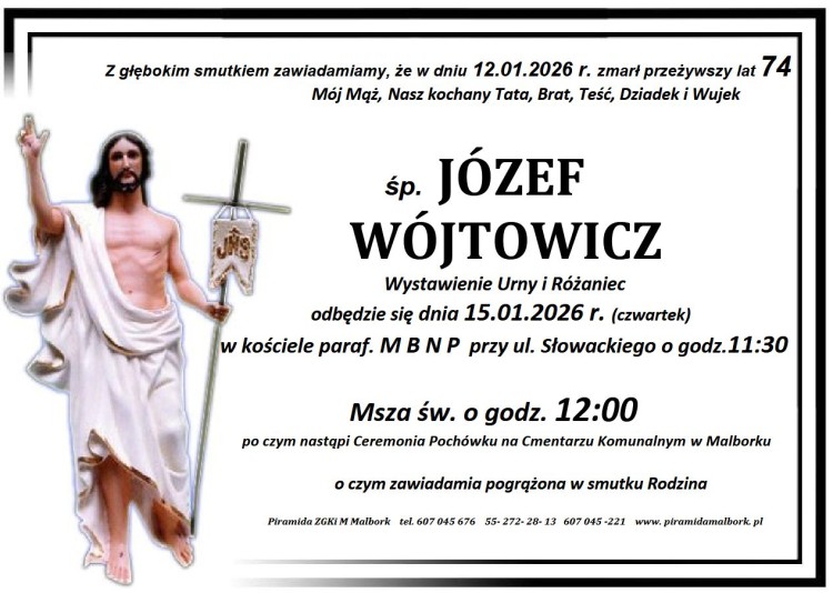 Zmarł Józef Wójtowicz. Żył 74 lata.