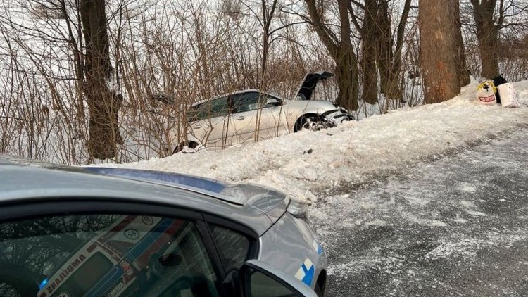Groźny wypadek na trasie Żuławka Sztumska–Stare Pole. Samochód wypadł z drogi.