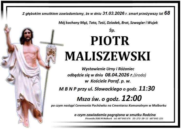 Zmarł Piotr Maliszewski. Miał 68 lat.