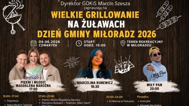 Wielkie Grillowanie na Żuławach w Miłoradzu. Dzień Gminy 2026 z koncertami…