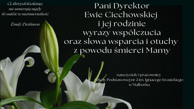 Kondolencje Nauczycieli i Pracowników Szkoły Podstawowej nr 2 im. Ignacego…