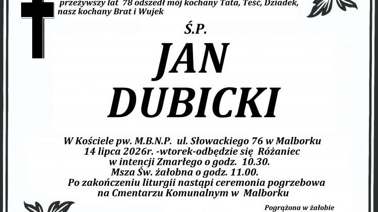 Zmarł Jan Dubicki. Miał 78 lat.