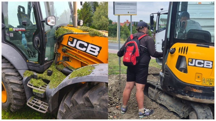 Kuriozalna sytuacja podczas rozbudowy parkingu w Malborku. Koparka zasypana…