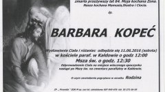 Zmarła Barbara Kopeć. Żyła 64 lata.