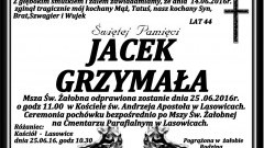 Zmarł Jacek Grzymała. Żył 44 lata.