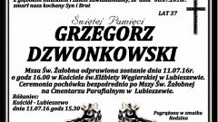 Zmarł Grzegorz Dzwonkowski. Żył 37 lat.