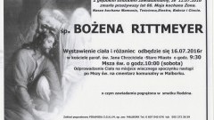 Zmarła Bożena Rittmeyer. Żyła 66 lat.