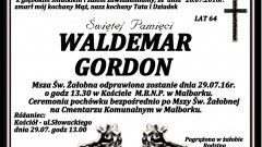 Zmarł Waldemar Gordon. Żył 64 lata