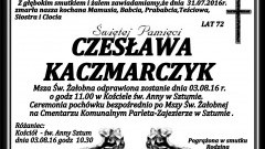 Zmarła Czesława Kaczmarczyk. Żyła 72 lata 