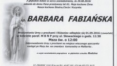 Zmarła Barbara Fabiańska. Żyła 61 lat.