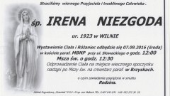 Zmarła Irena Niezgoda. Żyła 93 lata.