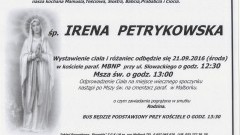 Zmarła Irena Petrykowska. Żyła 83 lata.