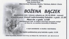 Zmarła Bożena Bączek. Żyła 64 lata.