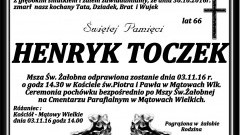 Zmarł Henryk Toczek. Żył 66 lat. 