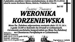 Zmarła Weronika Korzeniewska. Żyła 93 lata.