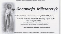 Zmarła Genowefa Milczarczyk. Żyła 78 lat.