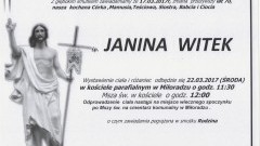 Zmarła Janina Witek. Żyła 70 lat.