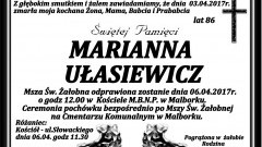 Zmarła Marianna Ułasiewicz. Żyła 86 lat.