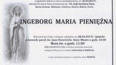 Zmarła Ingeborg Maria Pieniężna. Żyła 78 lat.