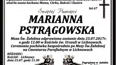 Zmarła Marianna Pstrągowska. Żyła 67 lat.