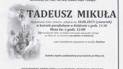 Zmarł Tadeusz Mikuła. Żył 72 lata.