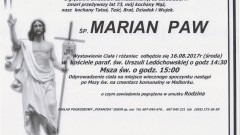 Zmarł Marian Paw. Żył 73 lat.