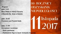 Sztum: Zapraszamy na obchody 99 rocznicy odzyskania niepodległości –&#8230;