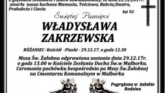 Zmarła Władysława Zakrzewska. Żyła 92 lat.