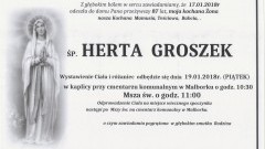 Zmarła Herta Groszek. Żyła 87 lat.