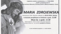 Zmarła Maria Zdrojewska. Żyła 77 lat.