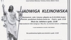 Zmarła Jadwiga Klejnowska. Żyła 61 lat.