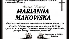 Zmarła Marianna Makowska.Żyła 77 lat. 