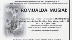 Zmarła Romualda Musiał. Żyła 81 lat