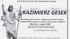 Zmarł Kazimierz Gesek. Żył 72 lata.