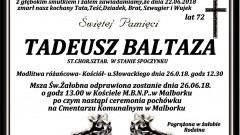 Zmarł Tadeusz Baltaza. Żył 72 lata.