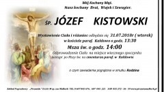 Zmarł Józef Kistowski. Żył 69 lat.