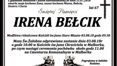 Irena Bełcik. Żyła 67 lat.