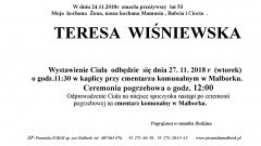 Zmarła Teresa Wiśniewska. Żyła 53 lata.