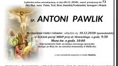 Zmarł Antoni Pawlik. Żył 73 lata.