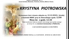 Zmarła Krystyna Piotrowska. Żyła 75 lat.