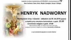 Zmarł Henryk Nadworny. Żył 72 lata.