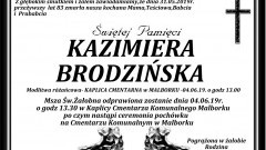 Zmarła Kazimiera Brodzińska. Żyła 83 lata.