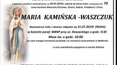 Zmarła Maria Kamińska - Waszczuk. Żyła 79 lat.