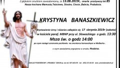 Zmarła Krystyna Banaszkiewicz. Żyła 85 lat.