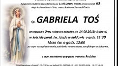 Zmarła Gabriela Toś. Żyła 63 lata.